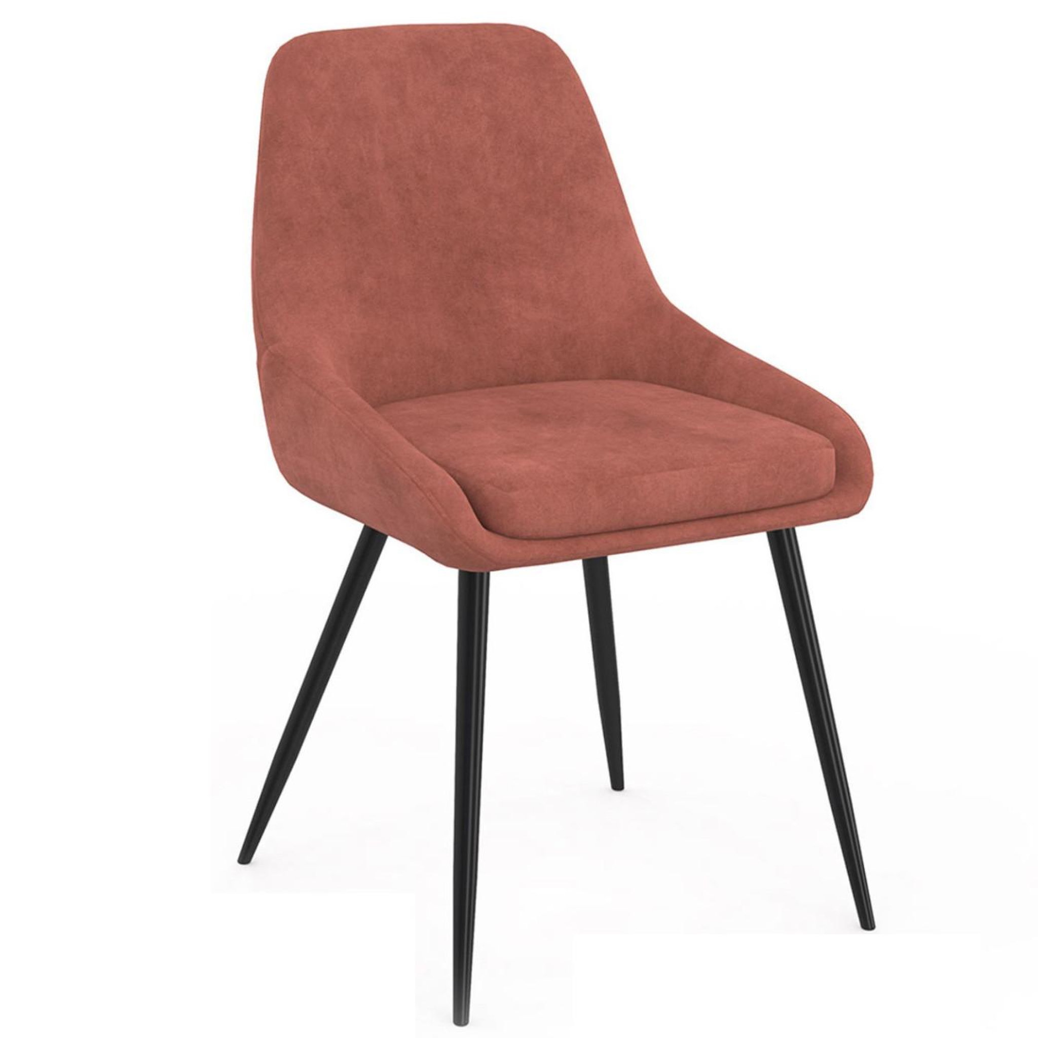 Voir la diapositive 3 : ID MARKET Lot de 4 chaises thalya en velours terracotta avec accoudoirs