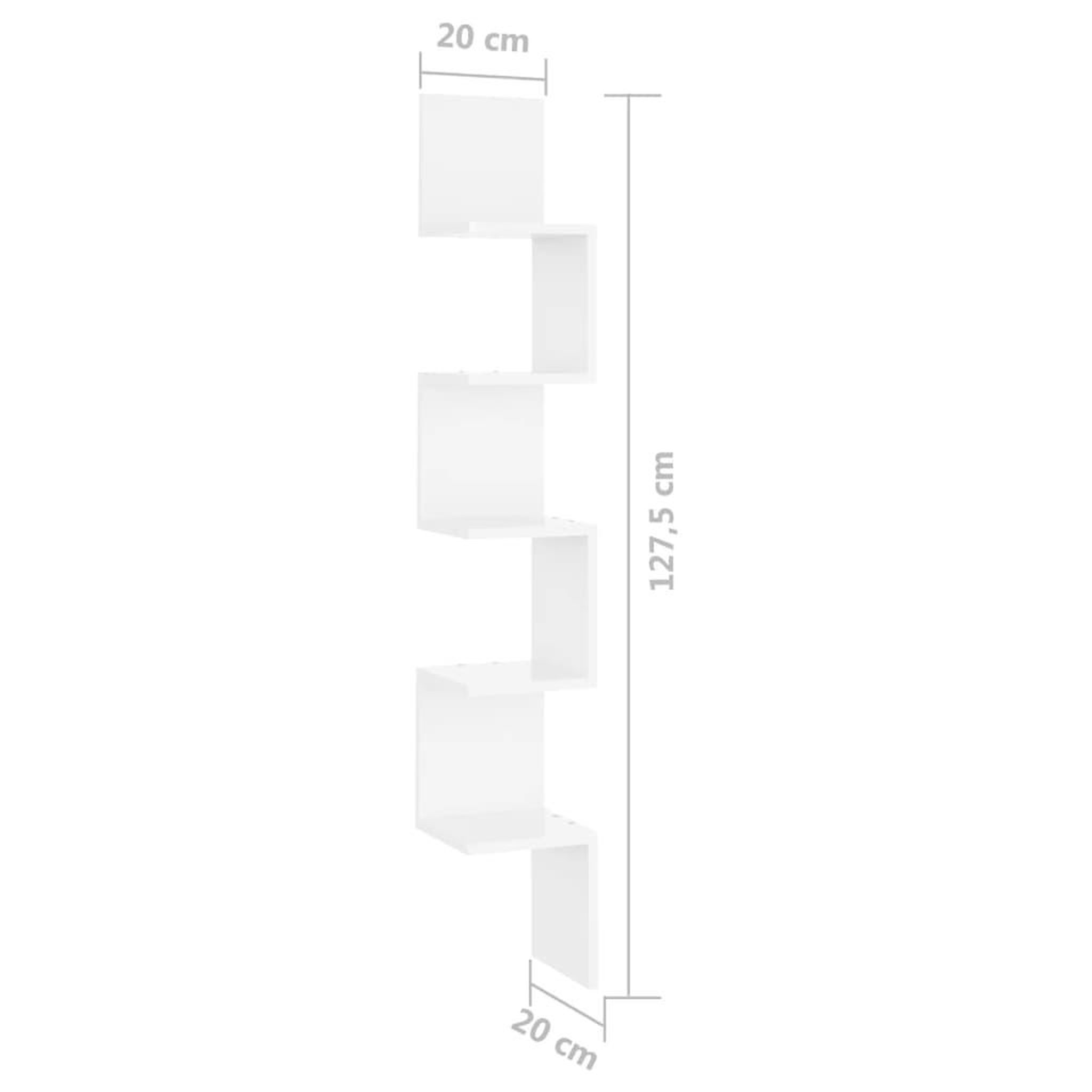 Voir la diapositive 6 : VIDAXL Etagere d'angle murale Blanc brillant Bois d'ingenierie