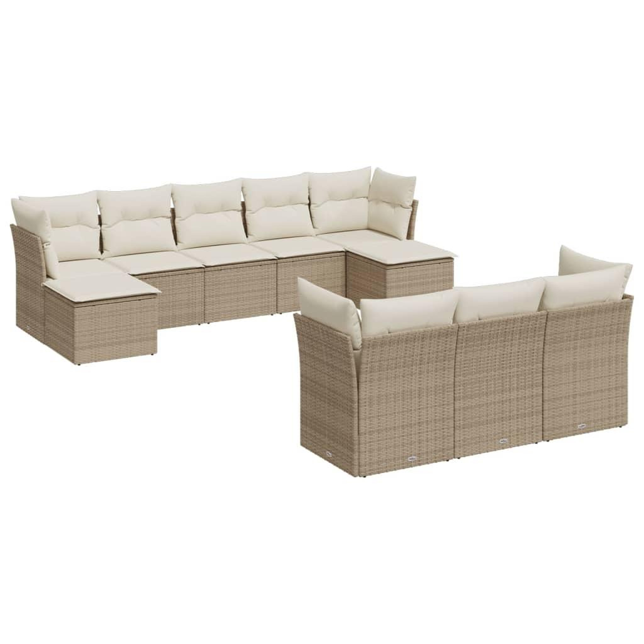 Voir la diapositive 2 : VIDAXL Salon de jardin avec coussins 10 pcs beige resine tressee