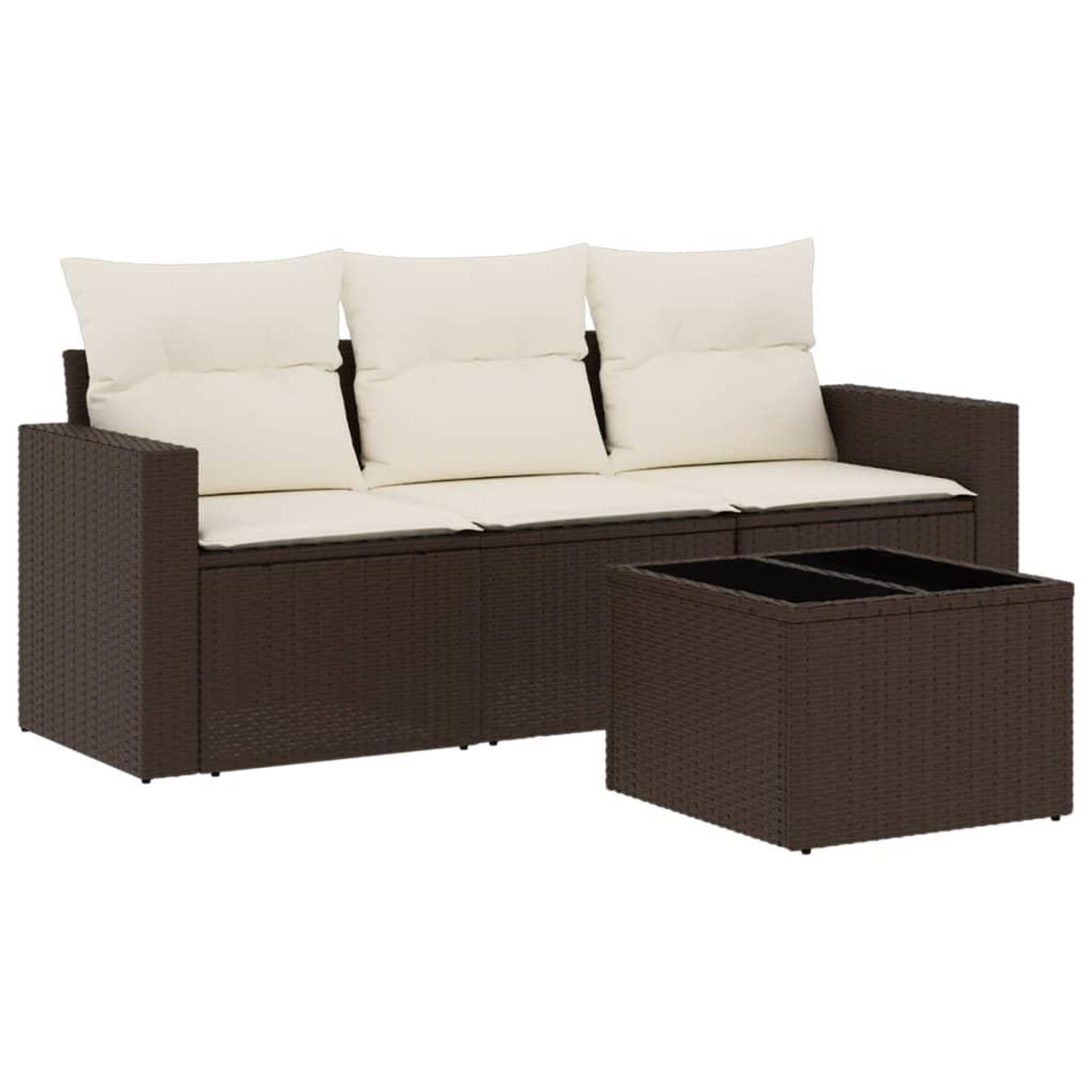 Voir la diapositive 2 : VIDAXL Salon de jardin 4 pcs avec coussins marron resine tressee