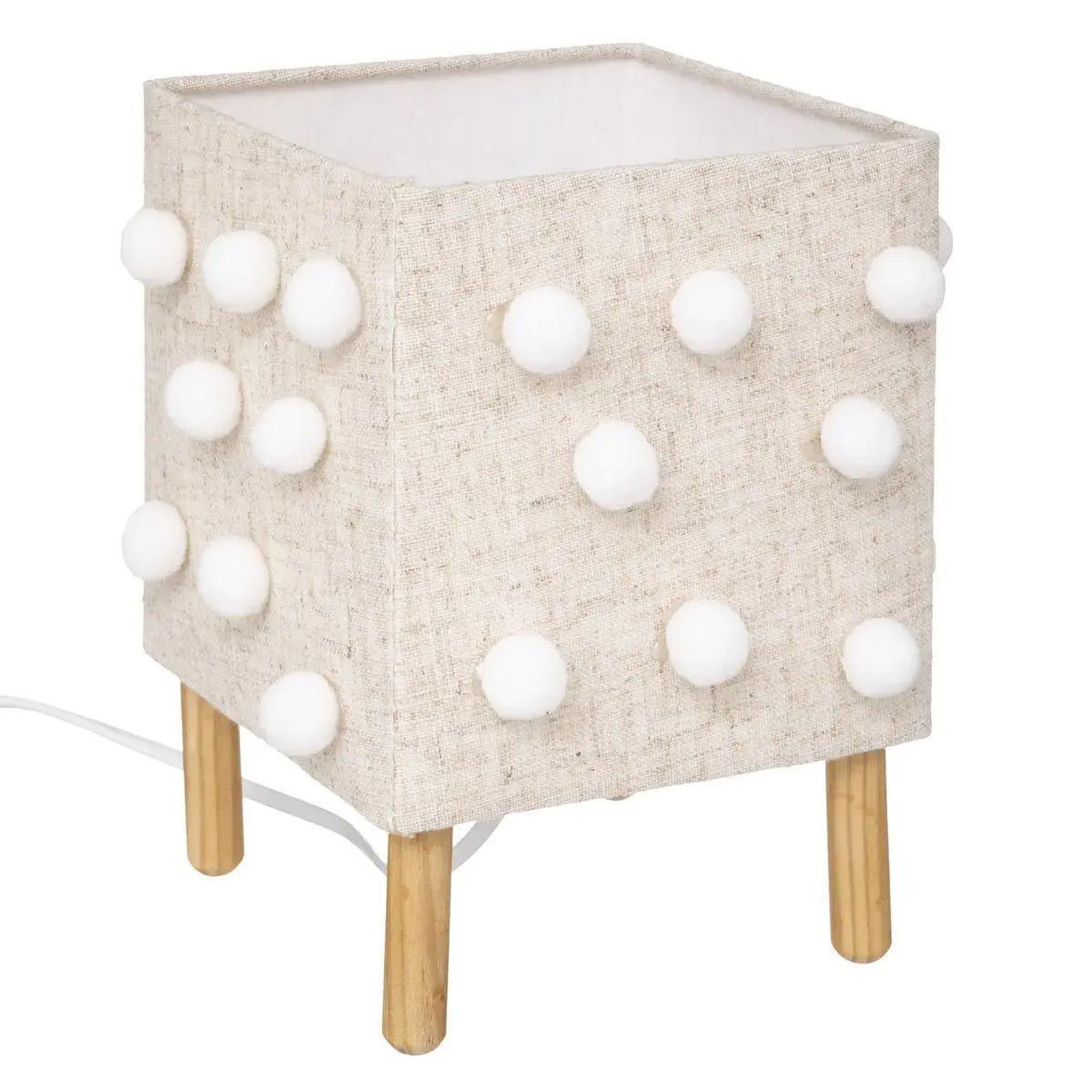 Atmosphera Kids Lampe à poser enfant  pompons  22cm beige lin