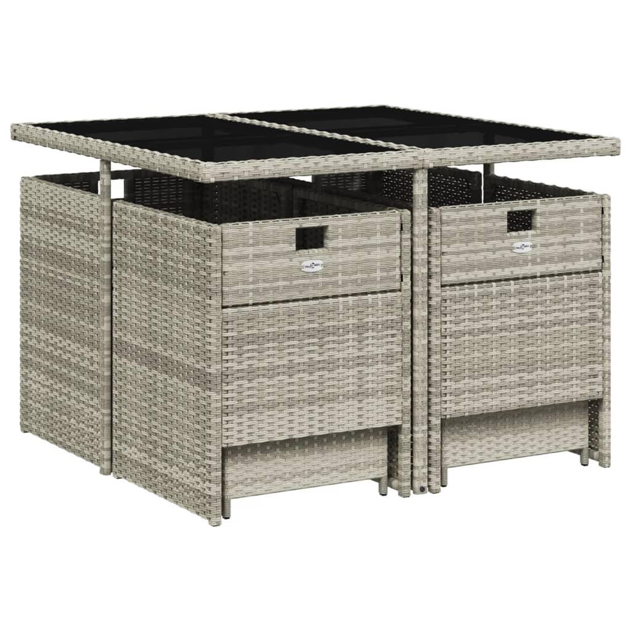 Voir la diapositive 3 : VIDAXL Ensemble a manger de jardin et coussins 9 pcs gris clair rotin