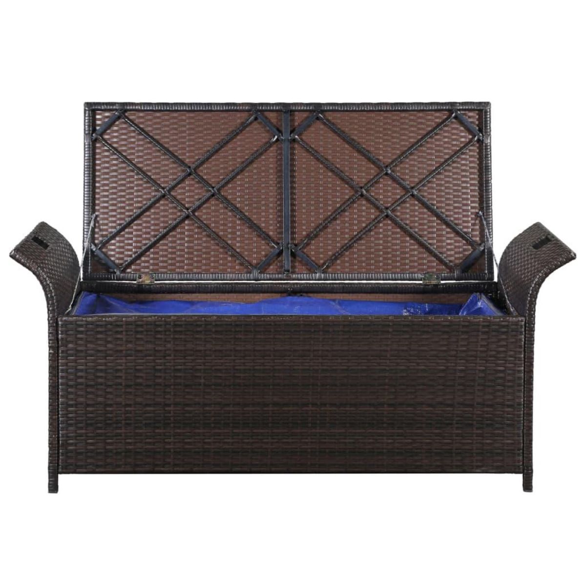 VIDAXL Banc de jardin avec coussin 138 cm Resine tressee Marron