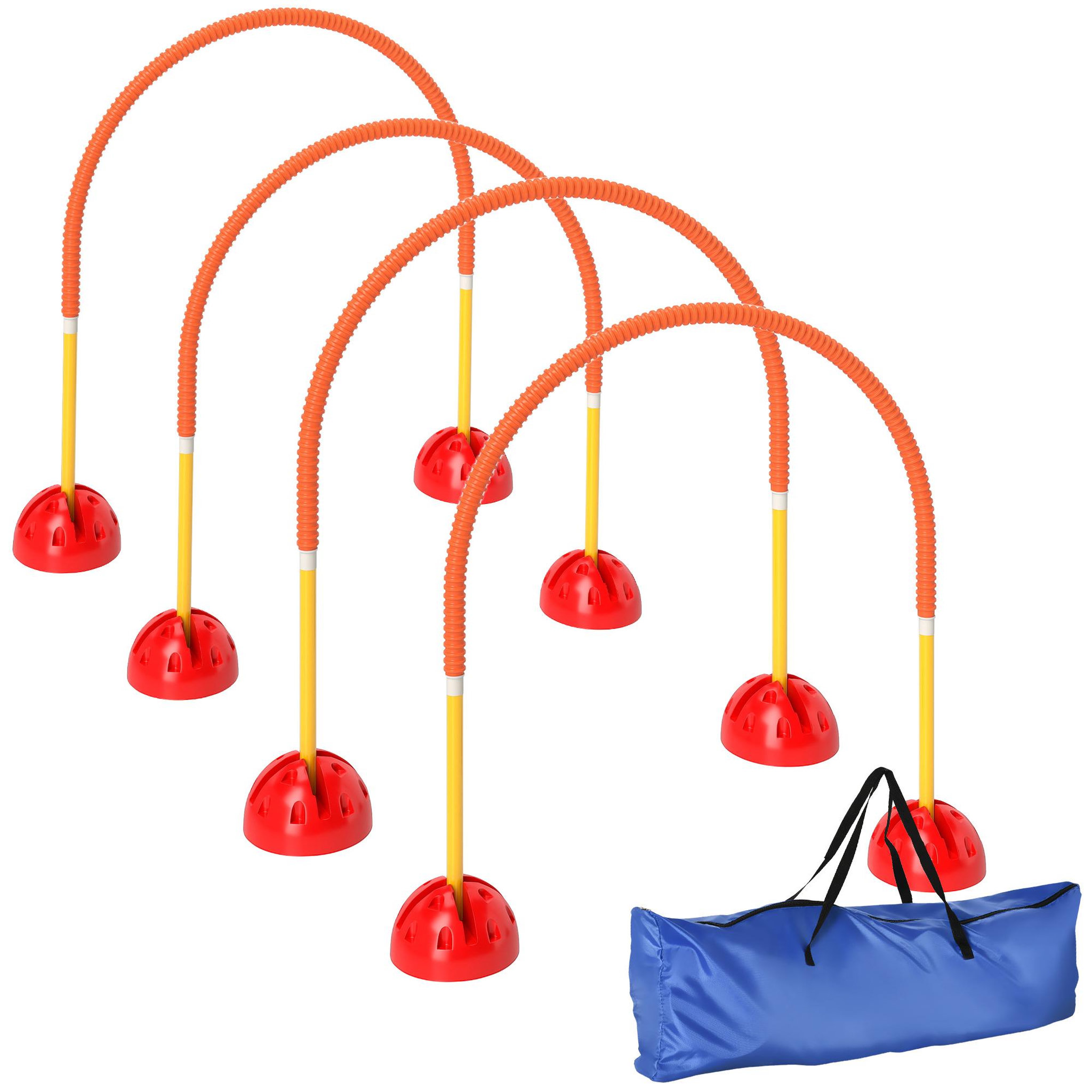PAWHUT Kit d'agilité pour chien - 4 arcs d'agilité, sac de transport - plastique orange jaune rouge