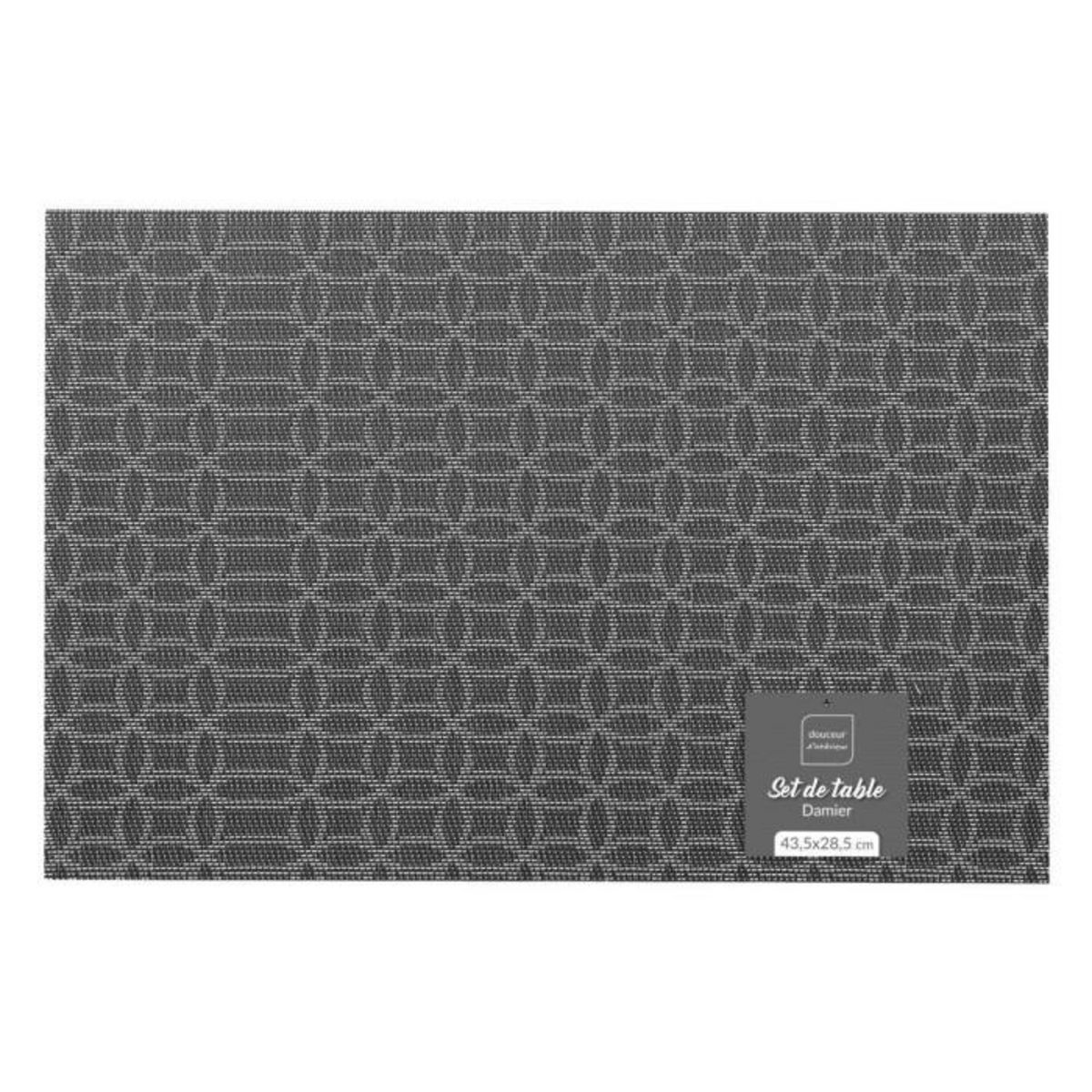Paris Prix Set de Table  Damier  28x43cm Noir