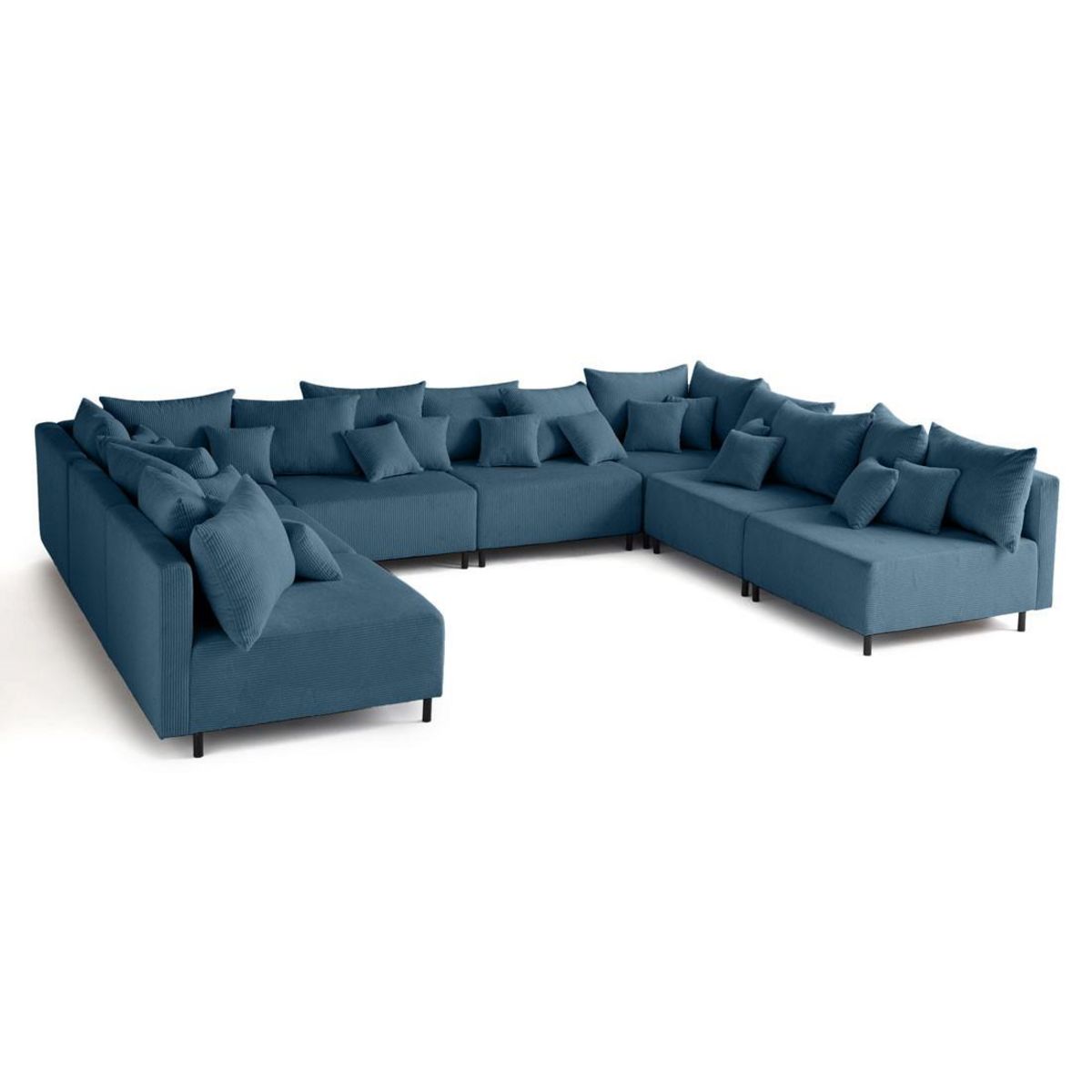 LISA DESIGN Edinburg - canapé modulable panoramique 8 places - en velours côtelé