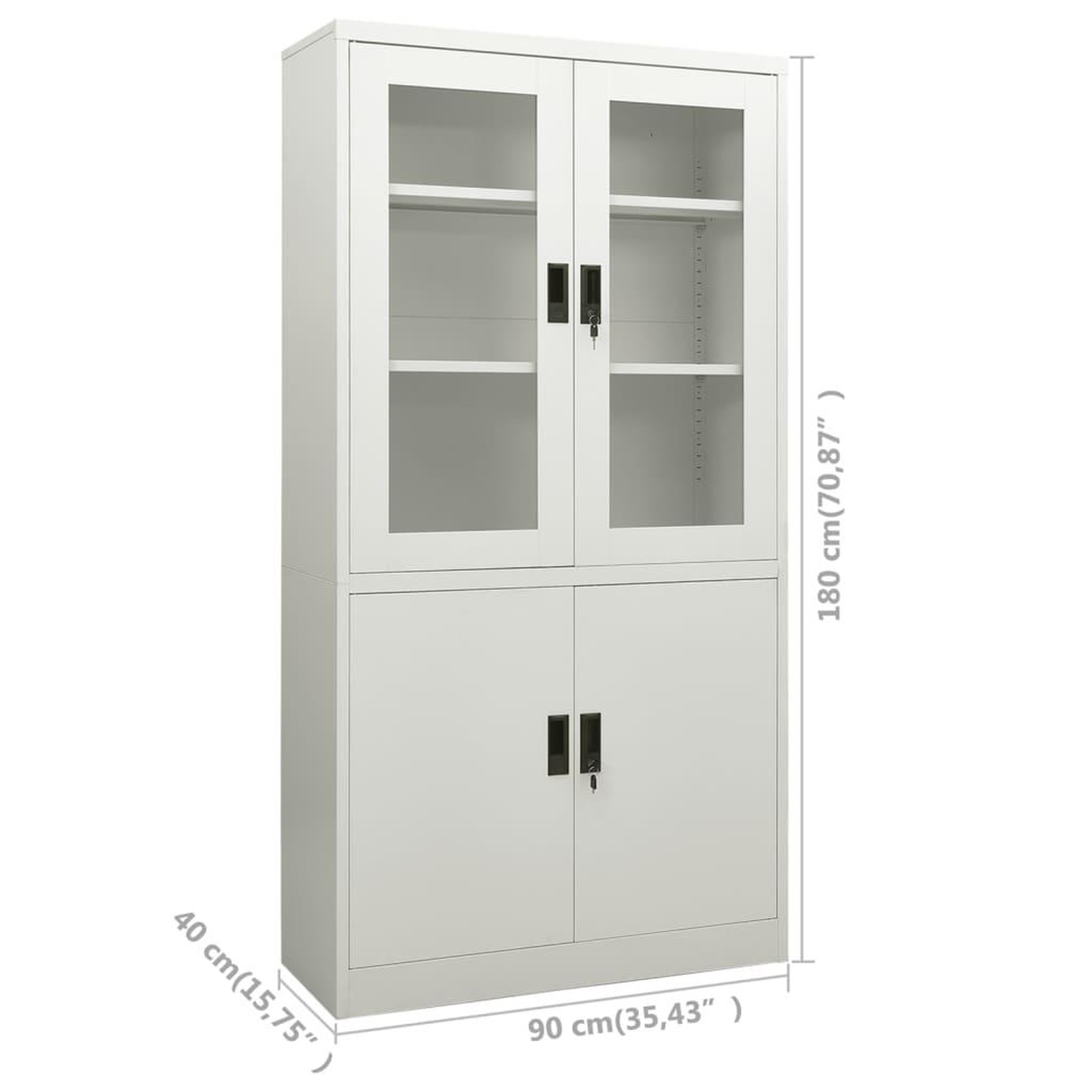 Voir la diapositive 6 : VIDAXL Armoire de bureau Gris clair 90x40x180 cm Acier