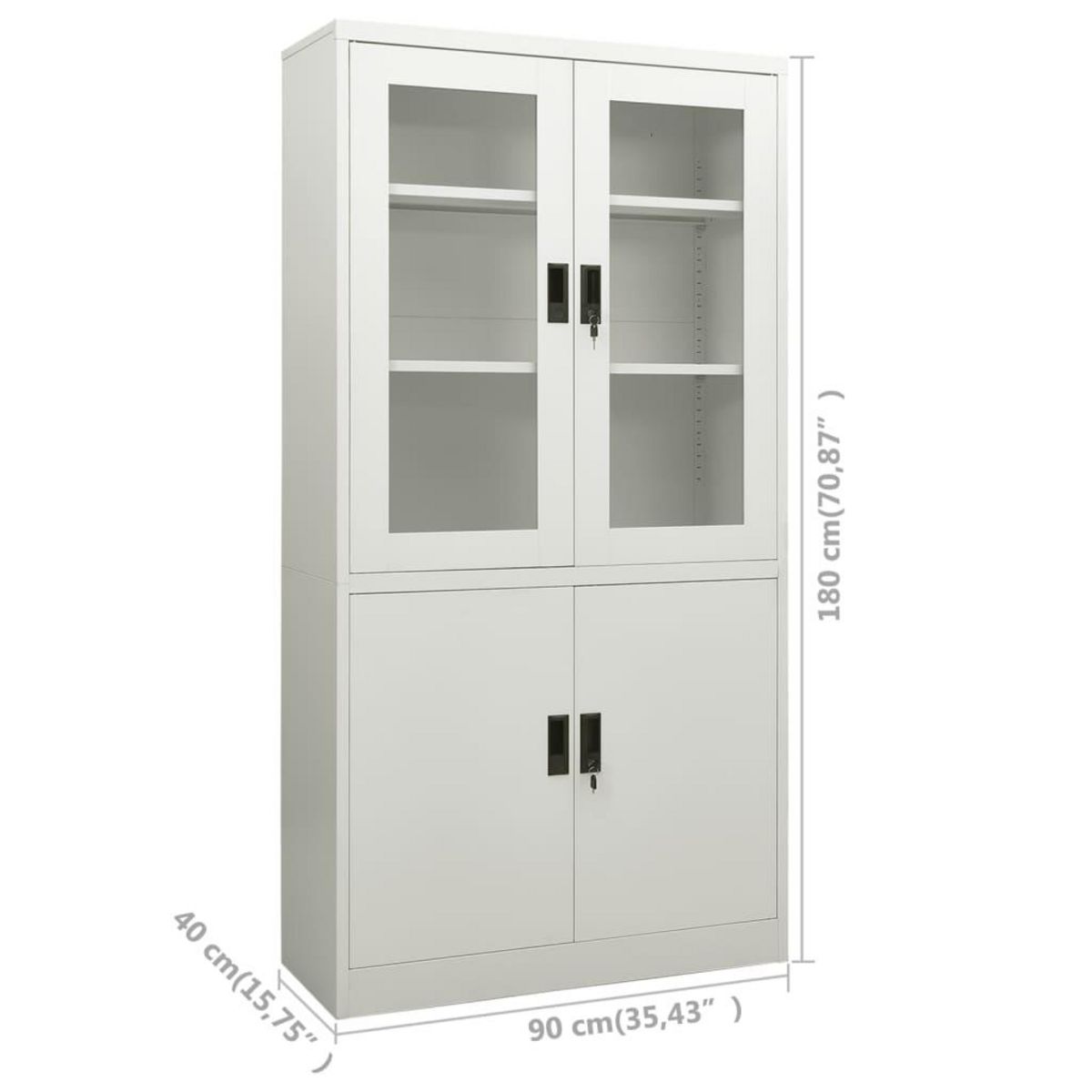 VIDAXL Armoire de bureau Gris clair 90x40x180 cm Acier