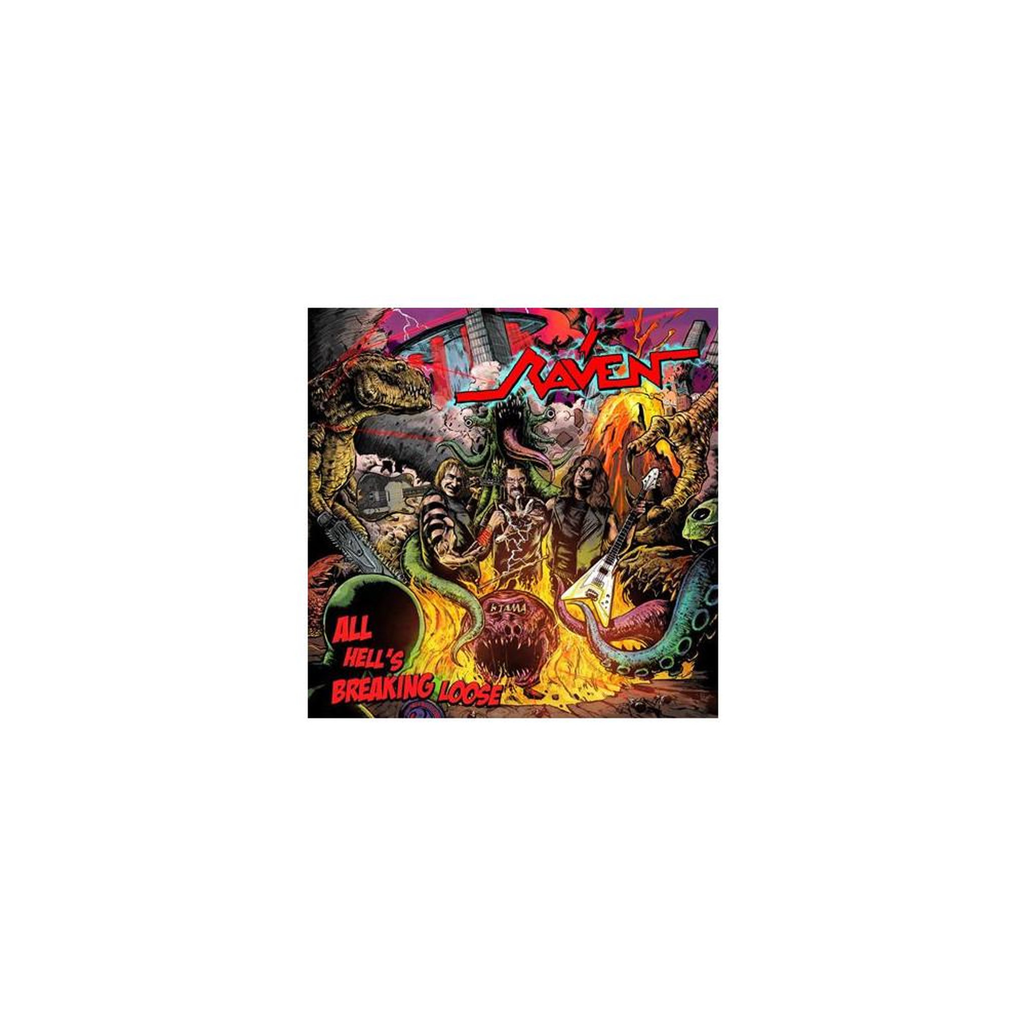 Vinyle 33 t 30 cm raven all hell's breaking loose, album hard rock / heavy metal