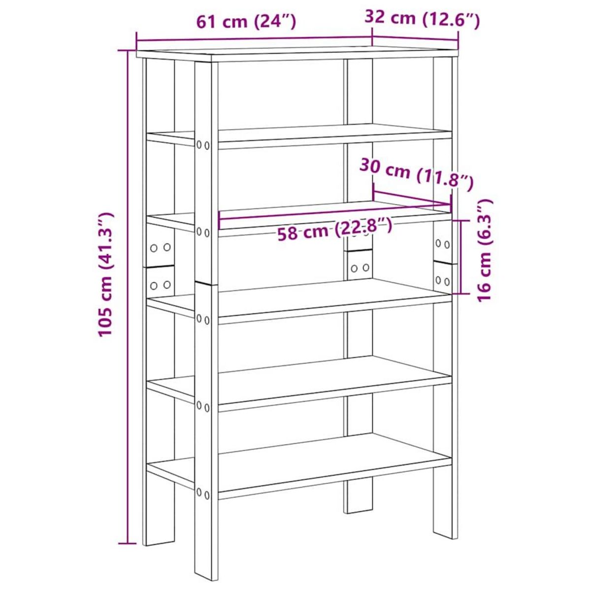 VIDAXL Etagere a chaussures blanc 61x32x105 cm bois d'ingenierie
