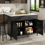 Voir la diapositive 2 : MERAX Ilot de cuisine 2 portes 2 tiroirs coloris noir mdf