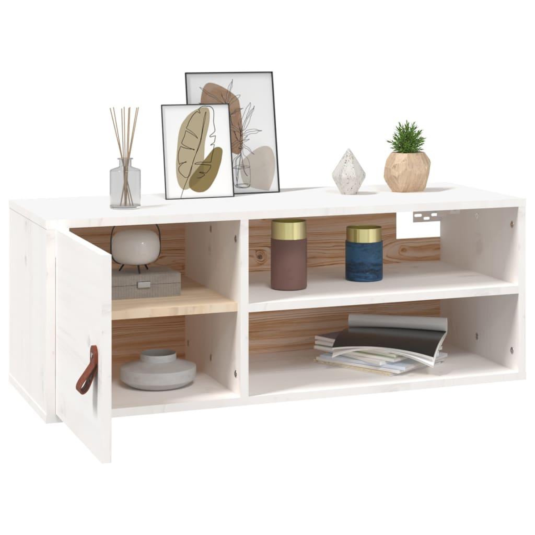 Voir la diapositive 5 : VIDAXL Armoire murale Blanc 80x30x30 cm Bois de pin massif