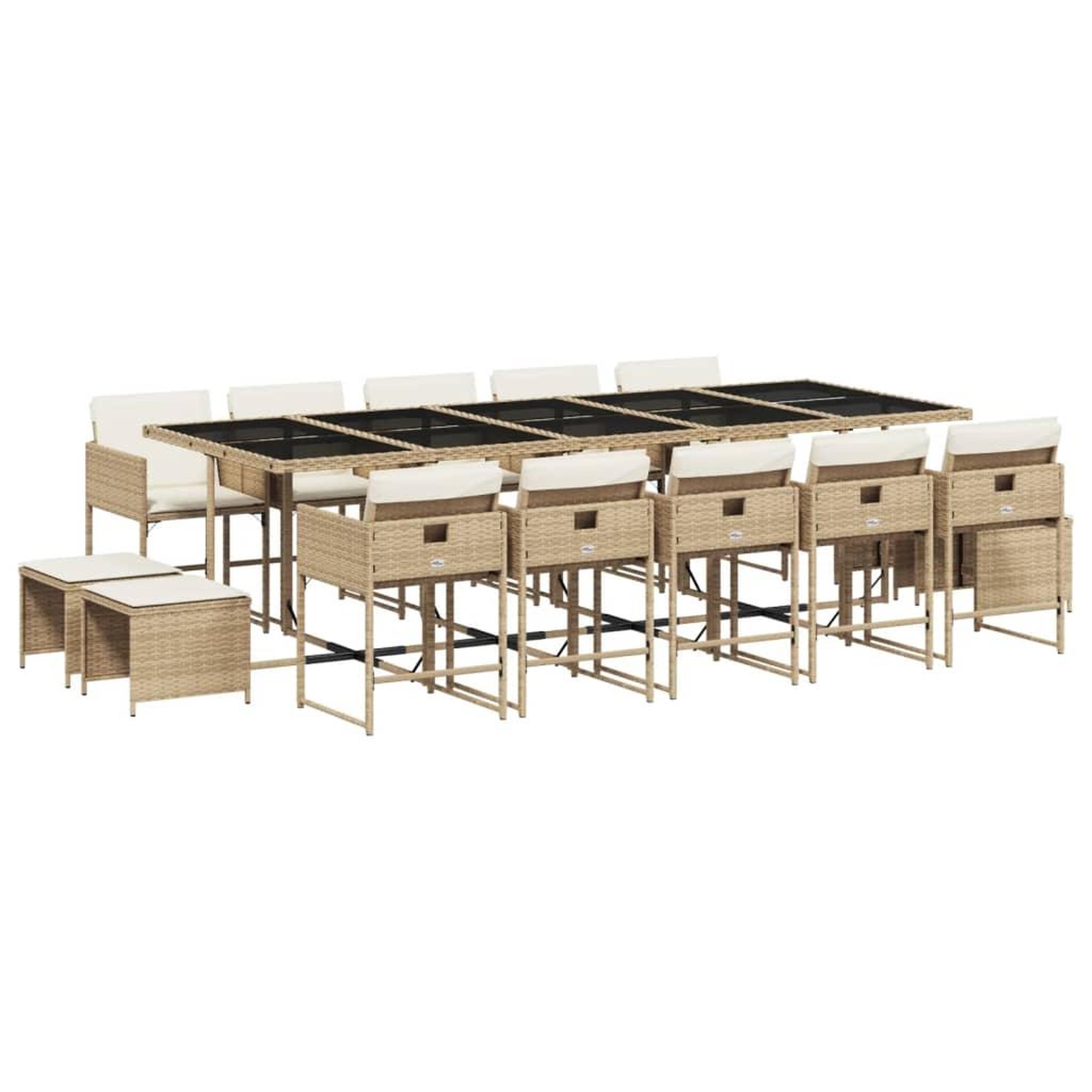 Voir la diapositive 2 : VIDAXL Ensemble a manger de jardin et coussins 15 pcs beige