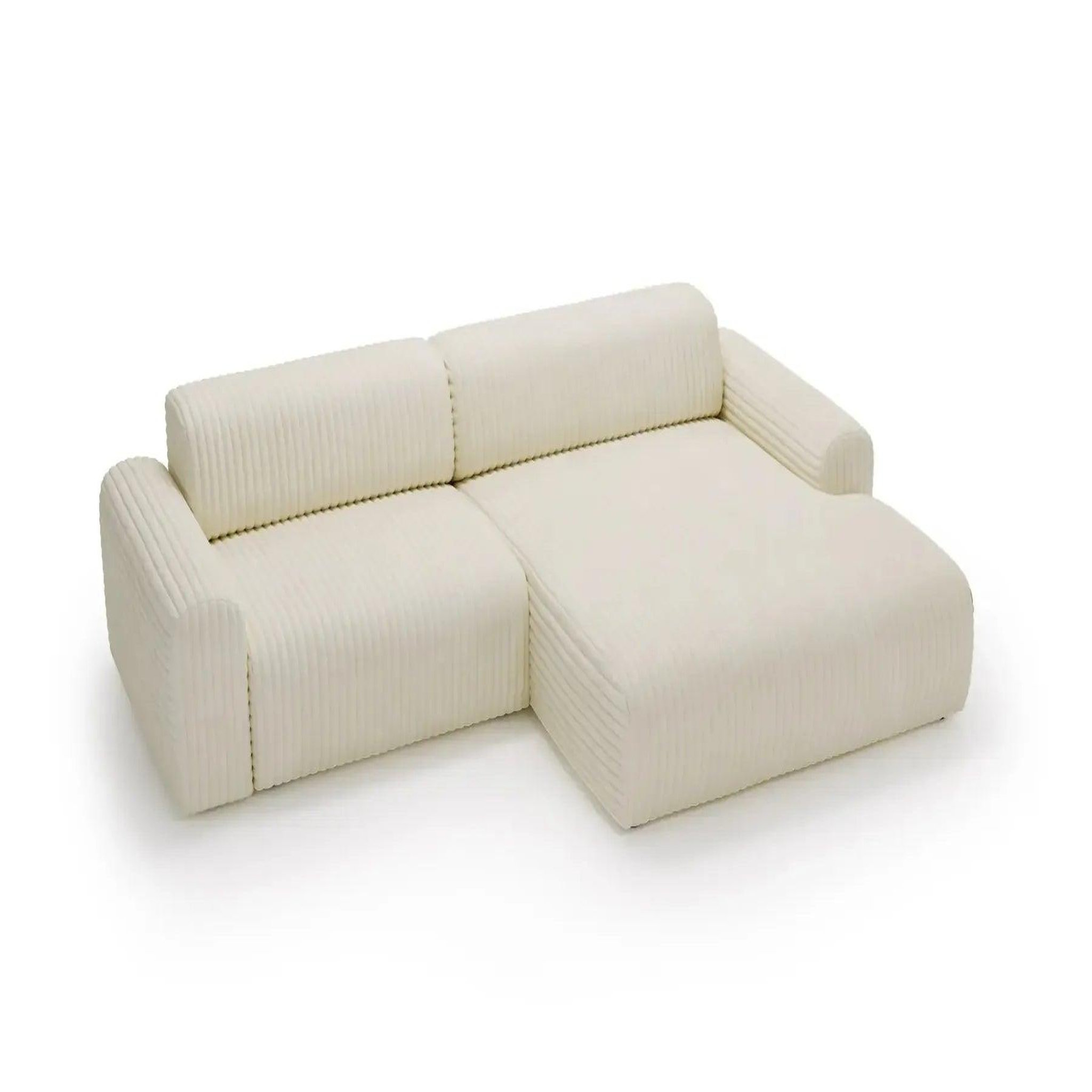 CASANOVA PARIS MILA - Canapé d'angle velours côtelé 3 places Gauche. Coloris disponibles : Orange, Bleu, Beige, Gris, Marron, Vert