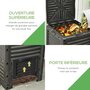 Voir la diapositive 4 : OUTSUNNY Composteur de jardin 300L - grande porte et couvercle - aération optimale - polypropylène noir
