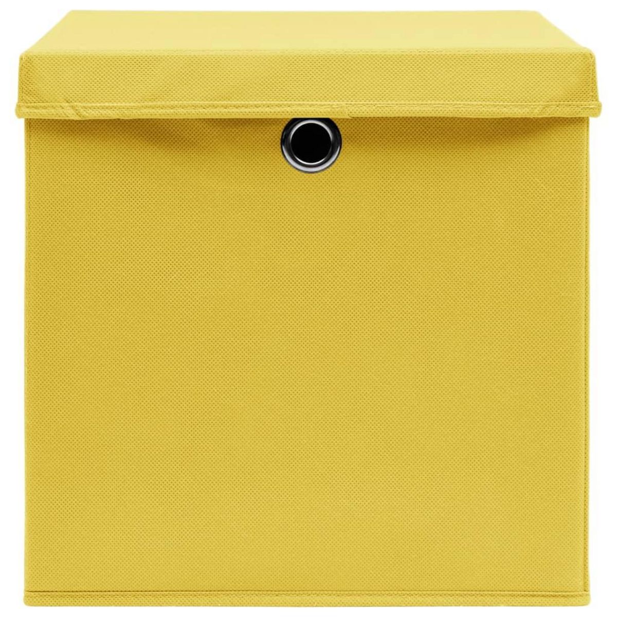 VIDAXL Boîtes de rangement et couvercles 4 pcs Jaune 32x32x32 cm Tissu