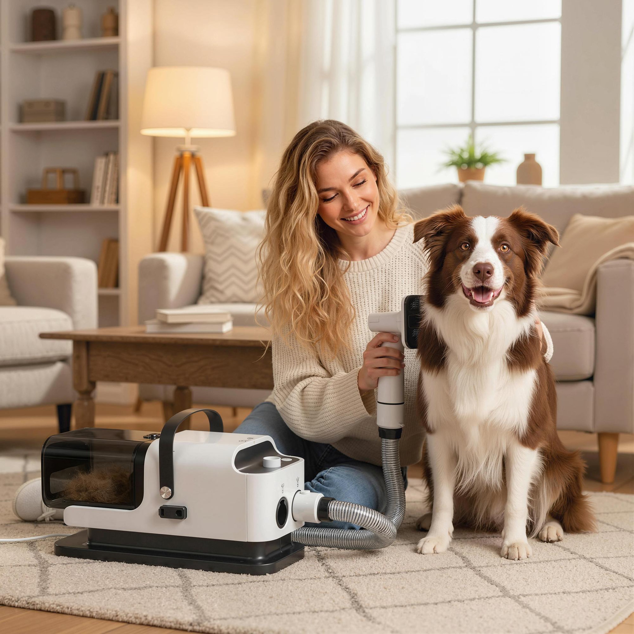Voir la diapositive 6 : PAWHUT Station de toilettage chien 600w 3 en 1 - séchoir, tondeuse, aspirateur - noir blanc