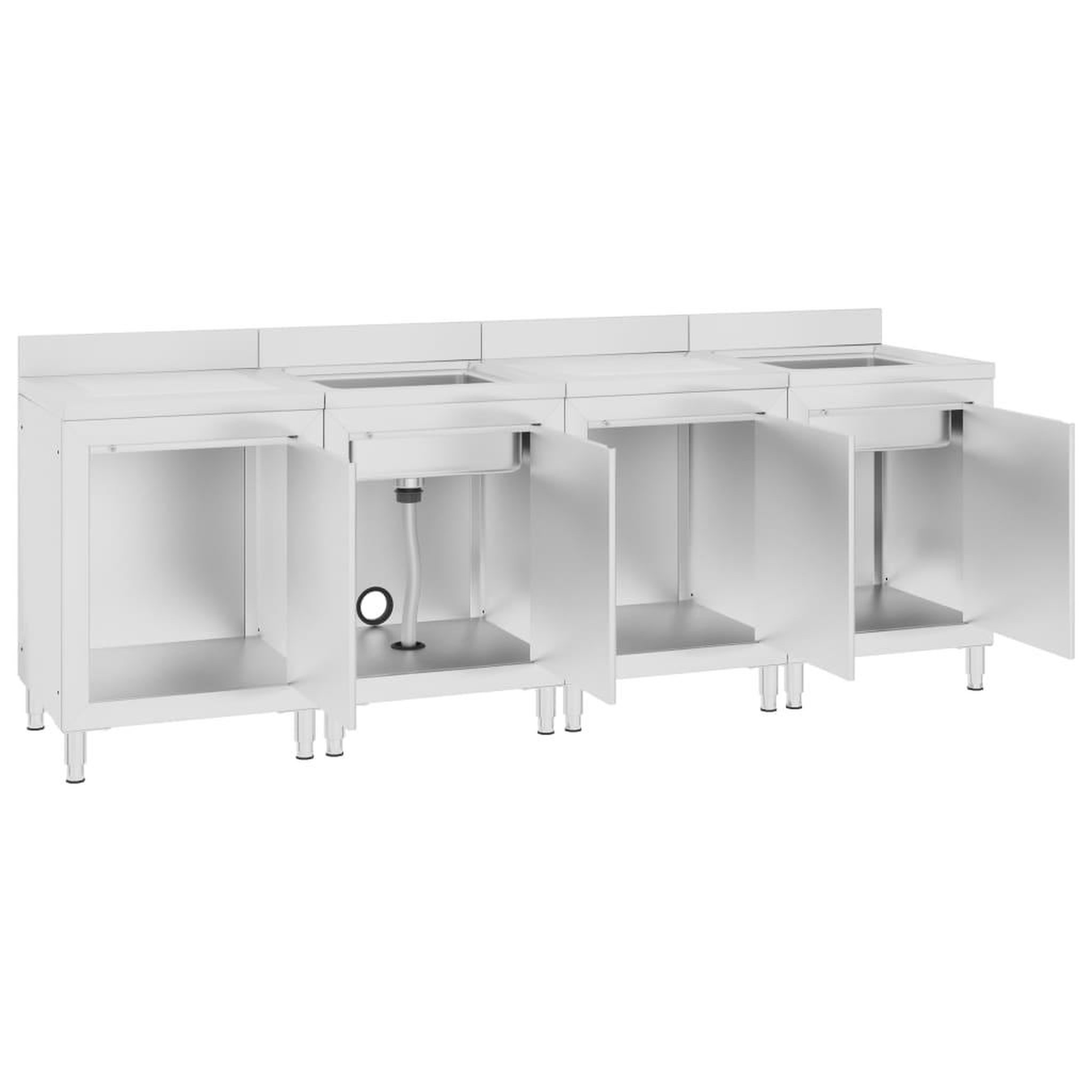 Voir la diapositive 4 : VIDAXL Evier de cuisine commercial 240x60x96 cm Acier inoxydable