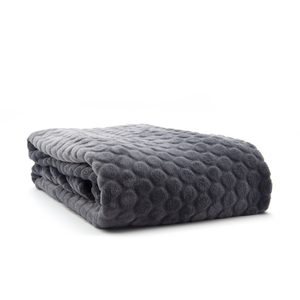 TODAY Plaid uni en polyester effet nid d'abeille 3D GRAPHITE