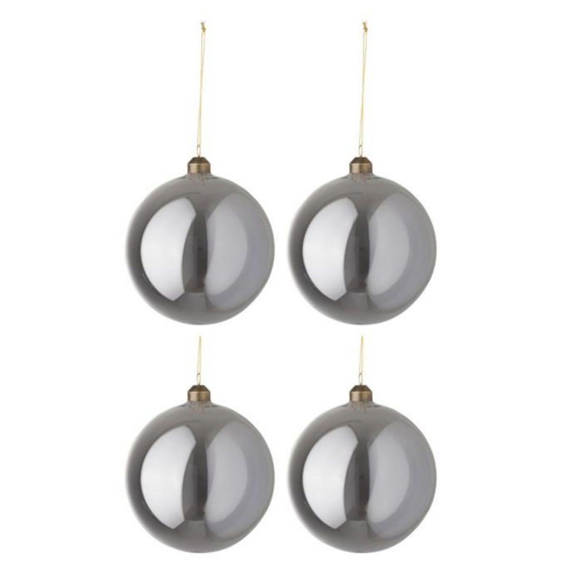 Paris Prix Lot de 4 Boules de Noël Design  Lisse  28cm Gris