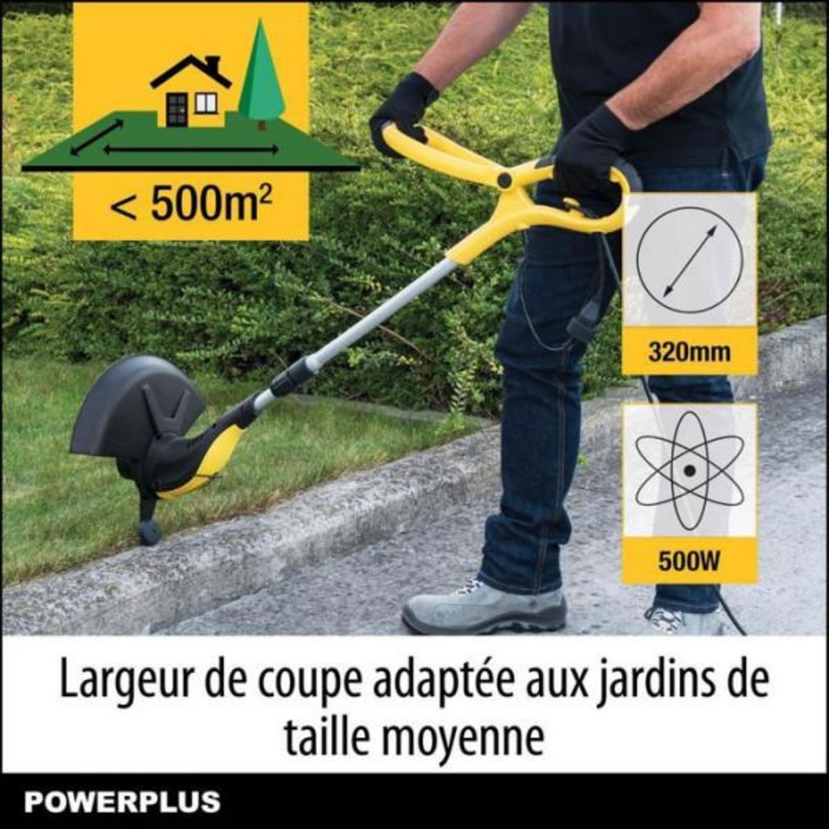 POWERPLUS Powerplus Coupe-Bordure Électrique POWXG30033 - 500 W, 320 mm Ø, Jardinage Outillage, Coupe-Herbe & Coupe-Bordures pour votre