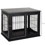 Voir la diapositive 3 : PAWHUT Cage pour chien animaux cage en bois MDF classe E1 3 portes verrouillables max. 30 Kg dim. 81L x 58l x 66H cm noir
