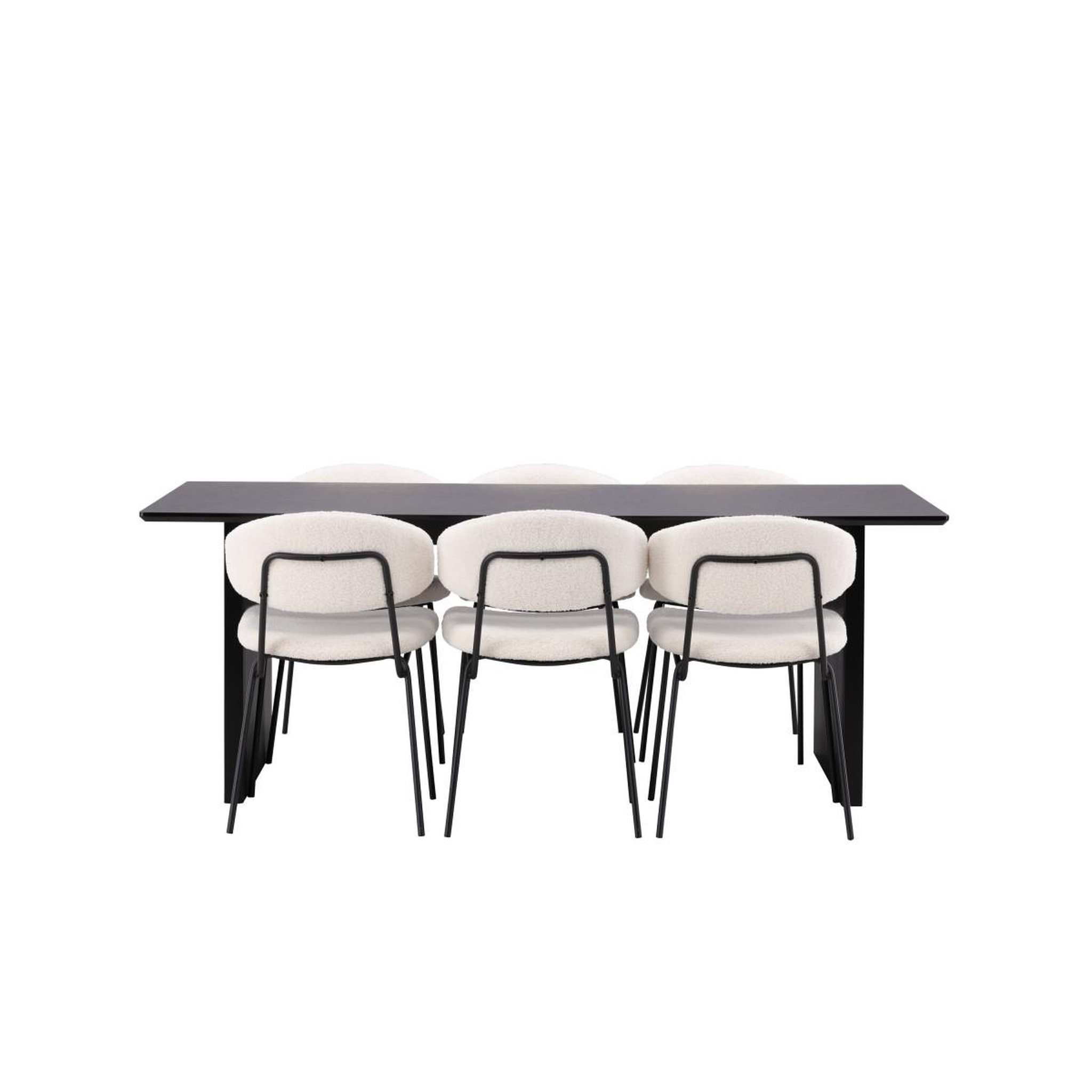 Voir la diapositive 2 : Paris Prix Ensemble table à manger & 6 chaises  vail & chico  200cm blanc crème & noir