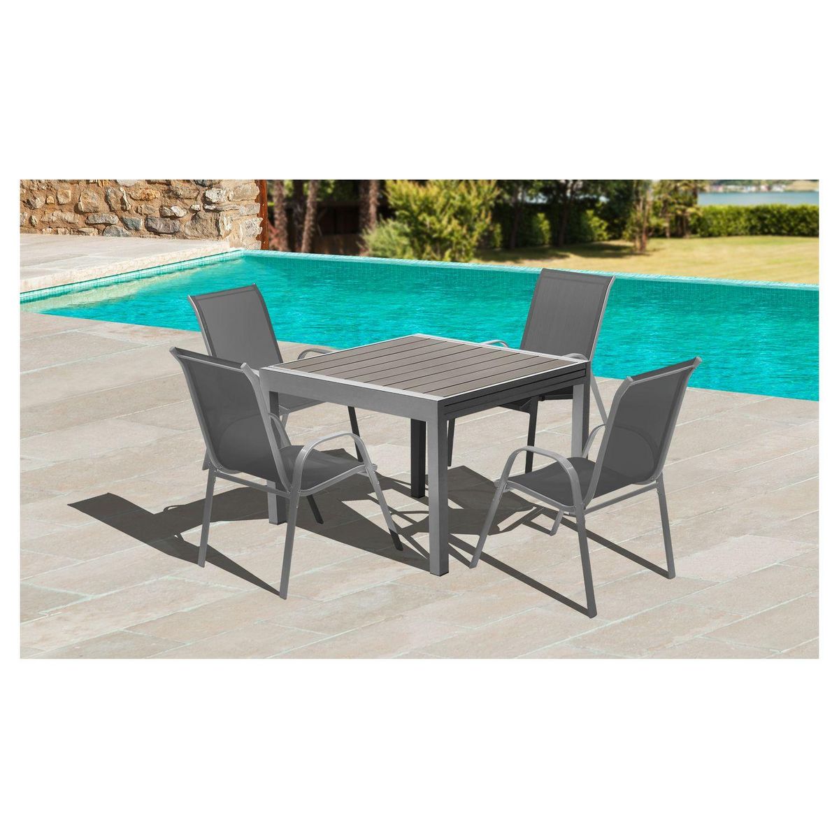Inkazen Table de jardin extensible - 6/8 places - Aluminium - Gris
