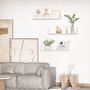 Voir la diapositive 2 : HOMCOM Lot de 3 étagères murales flottantes - dim. 80L x 18l x 18H cm - kit complet de fixation inclus - MDF grain de bois blanc
