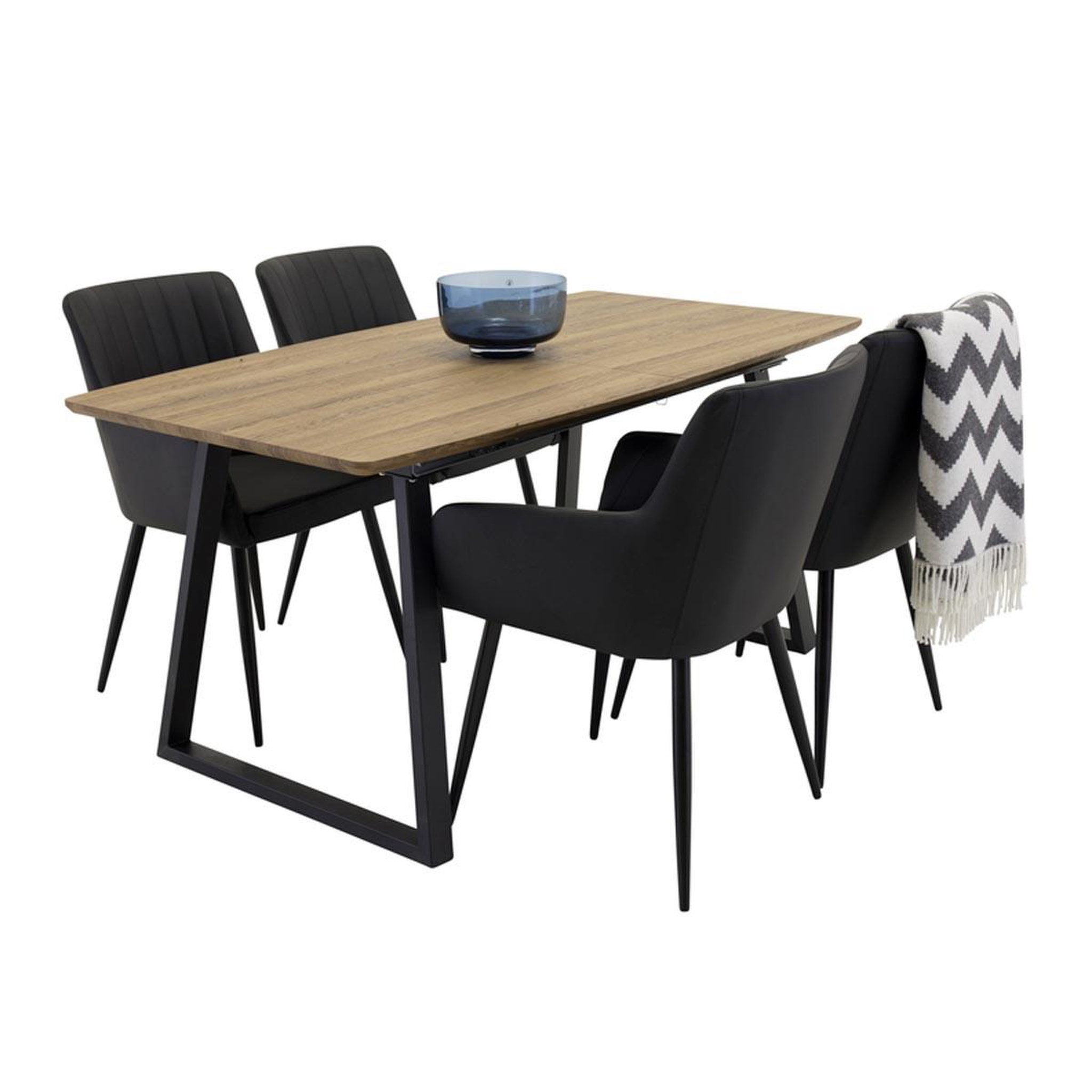Paris Prix Ensemble table à manger extensible & 4 chaises  inca & comfort  160-200cm noyer & noir
