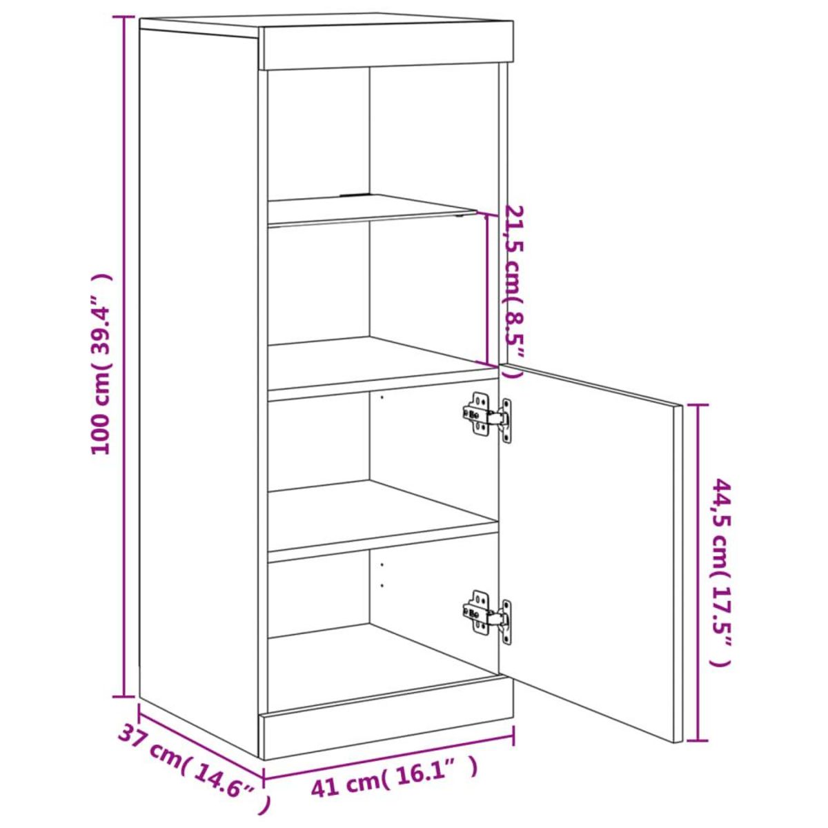 VIDAXL Buffet avec lumieres LED noir 41x37x100 cm