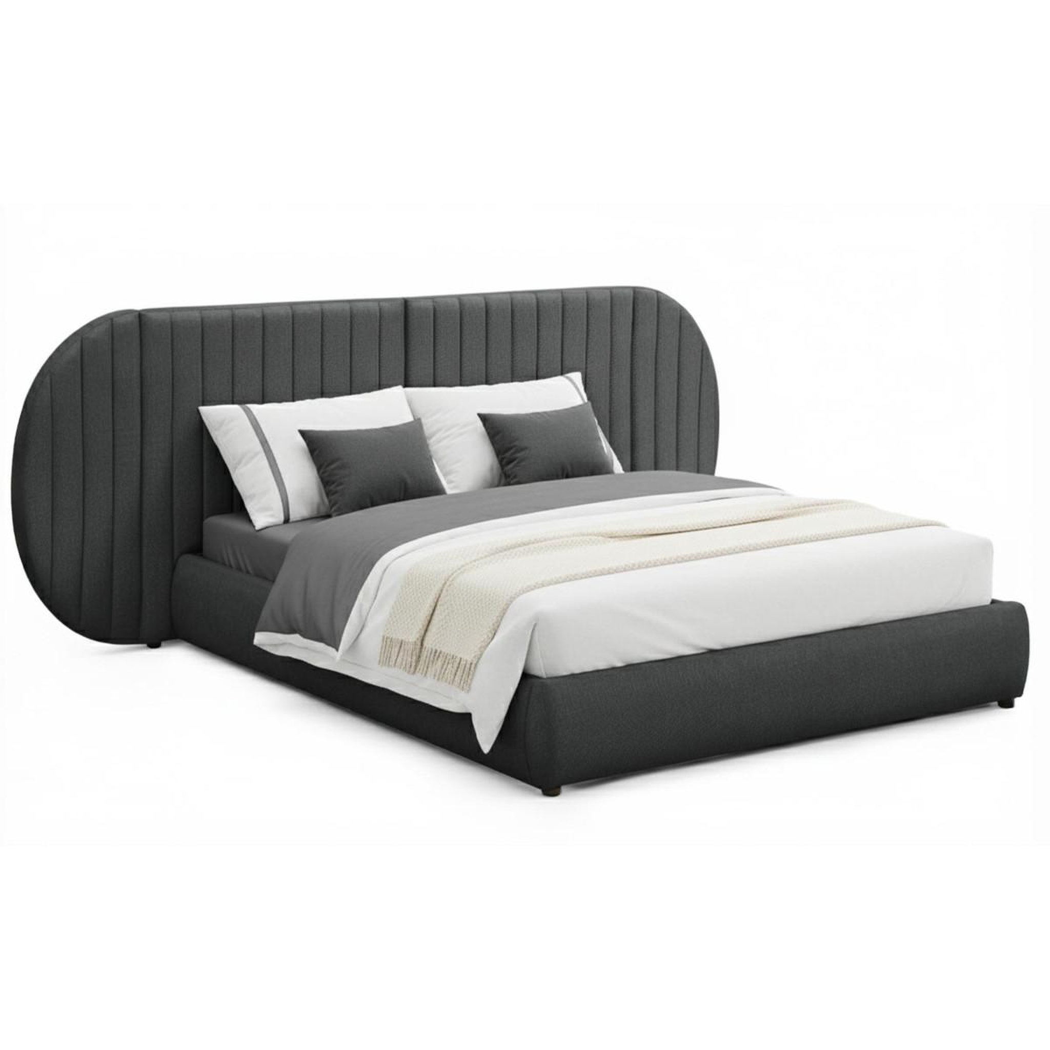 Voir la diapositive 3 : Paris Prix Lit coffre tête de lit modulable  comfy  160x200cm gris foncé