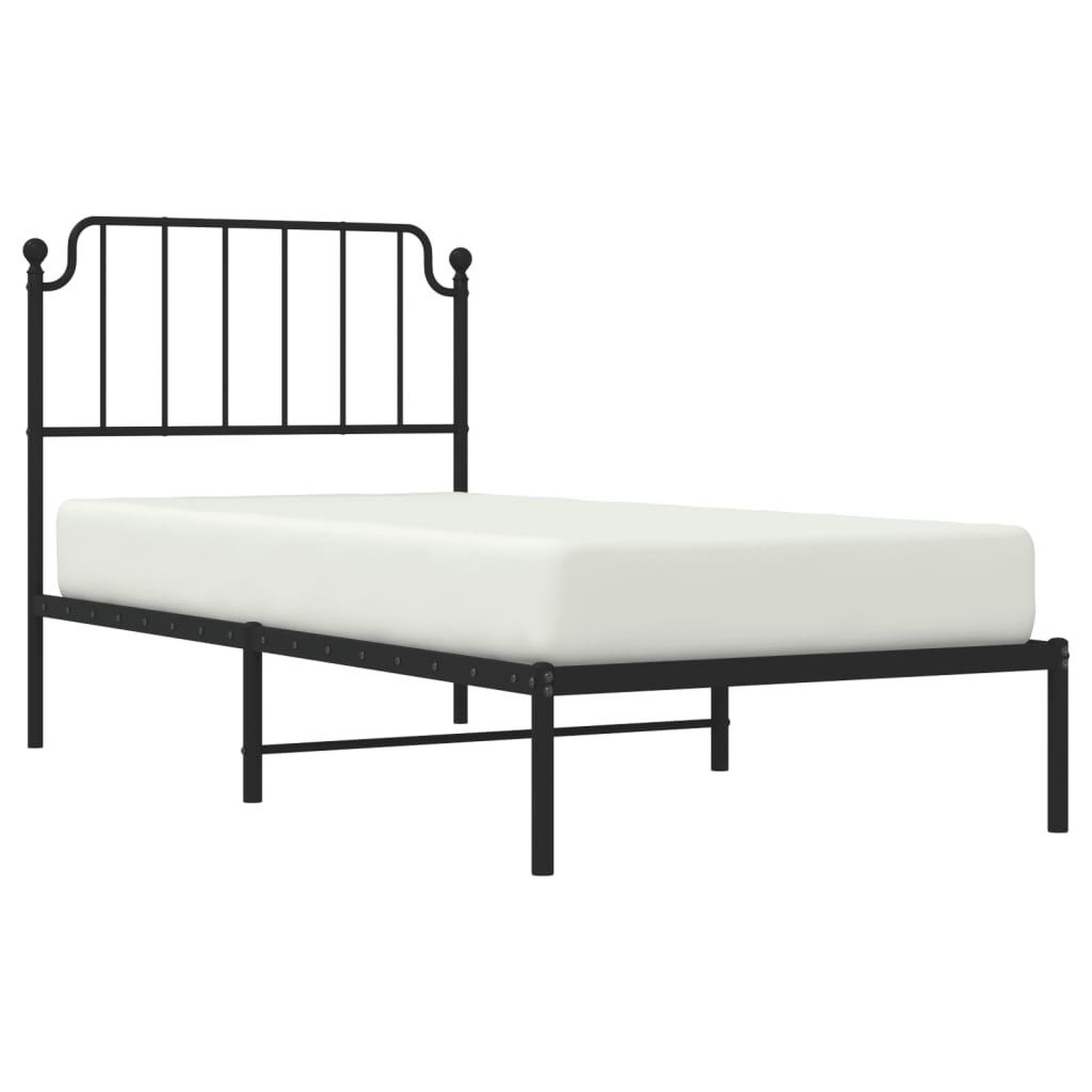 Voir la diapositive 3 : VIDAXL Cadre de lit metal sans matelas avec tete de lit noir 90x200 cm