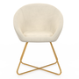 Voir la diapositive 3 : ID MARKET Fauteuil forme oeuf ANGELINA beige en velours pieds croisés dorés