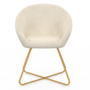 Voir la diapositive 3 : ID MARKET Fauteuil rond ANGELINA beige en velours pieds croisés dorés