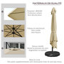 Voir la diapositive 4 : OUTSUNNY Parasol déporté carré inclinable manivelle avec piètement croix alu beige
