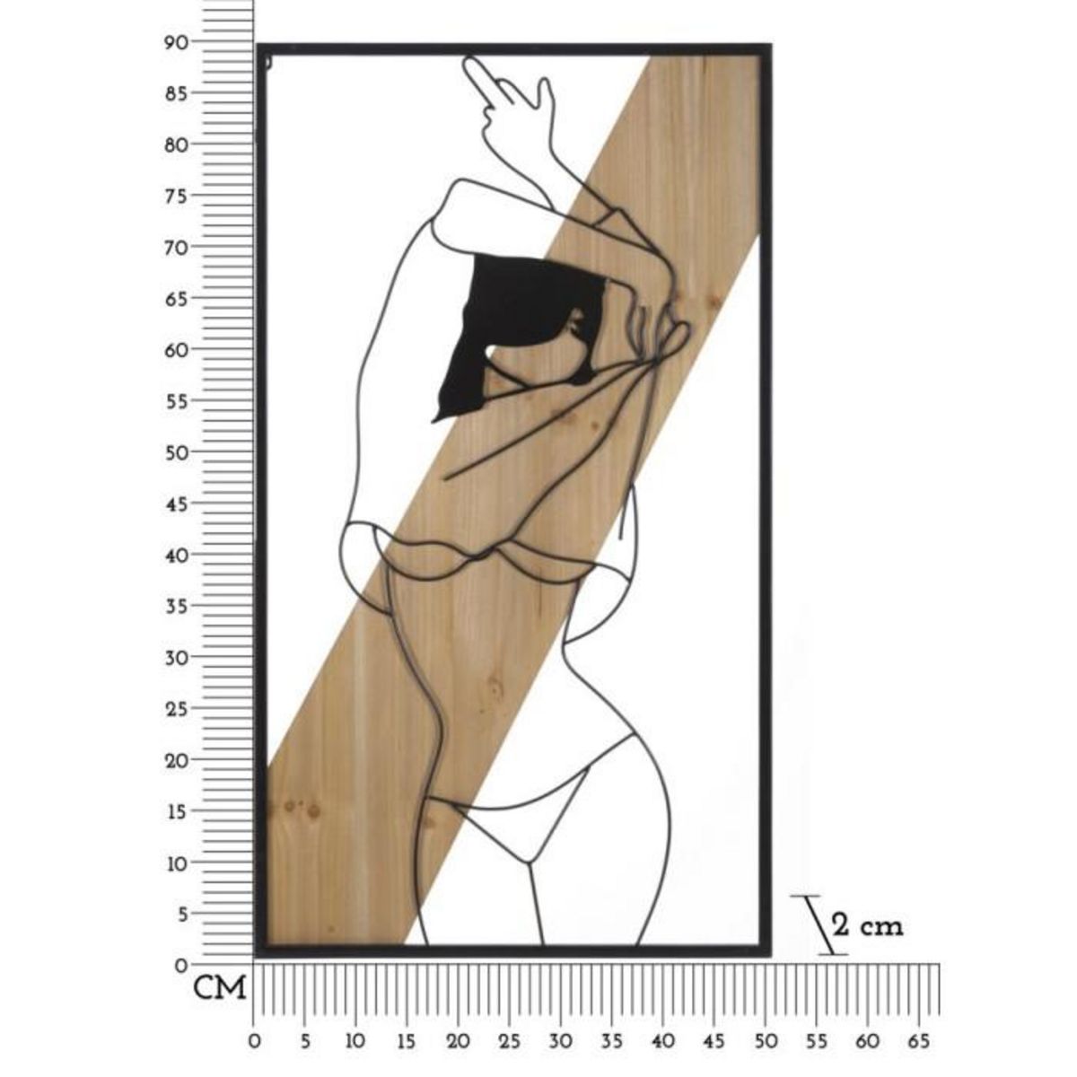 Paris Prix Décoration Murale Encadrée  Strip  90cm Noir & Naturel