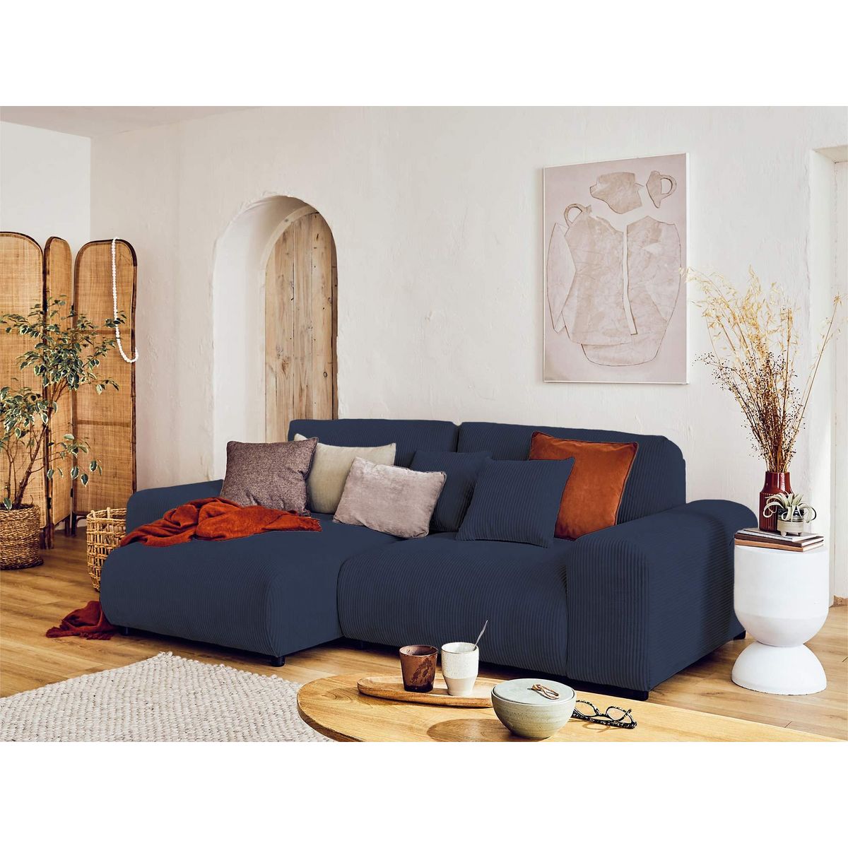 LISA DESIGN Garance - canapé d'angle réversible - 4 places - en velours côtelé