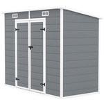 OUTSUNNY Abri de jardin 2,54 m² dim. 2,4 x 1,3 m - fondation incluse - fenêtre, 2 portes, aérations - alu PP gris blanc