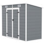 Voir la diapositive 1 : OUTSUNNY Abri de jardin 2,54 m² dim. 2,4 x 1,3 m - fondation incluse - fenêtre, 2 portes, aérations - alu PP gris blanc