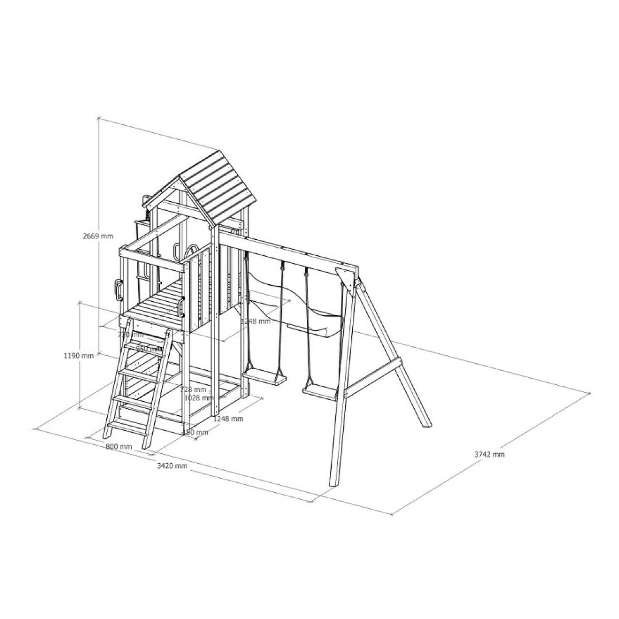 Voir la diapositive 4 : Axi House Portique Moos 2 balançoires + échelle toboggan vert