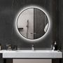 Voir la diapositive 2 : HOMCOM Miroir LED rond salle de bain Ø 70 cm - luminosité réglable, fonction anti-buée, tactile, affichage heure-température - métal noir
