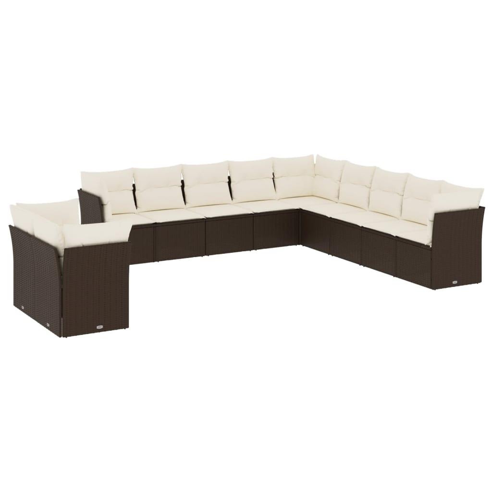 Voir la diapositive 2 : VIDAXL Salon de jardin et coussins 11 pcs marron resine tressee