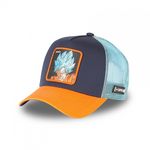 CAPSLAB Casquette trucker avec filet Dragon Ball Super Black Goku. Coloris disponibles : Bleu