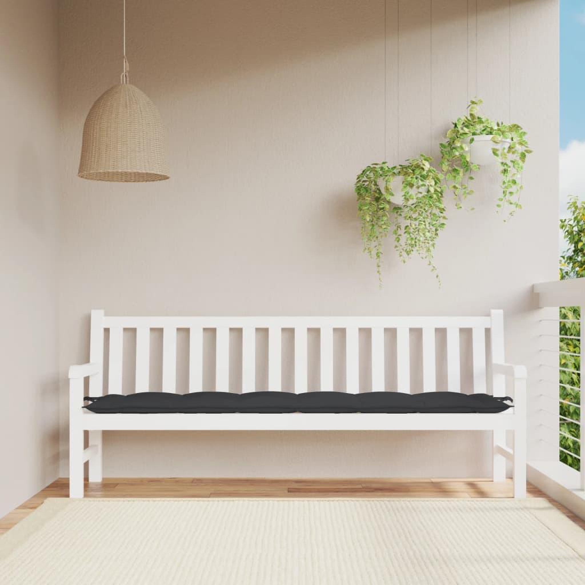 VIDAXL Coussin de banc de jardin noir 200x50x7 cm tissu oxford
