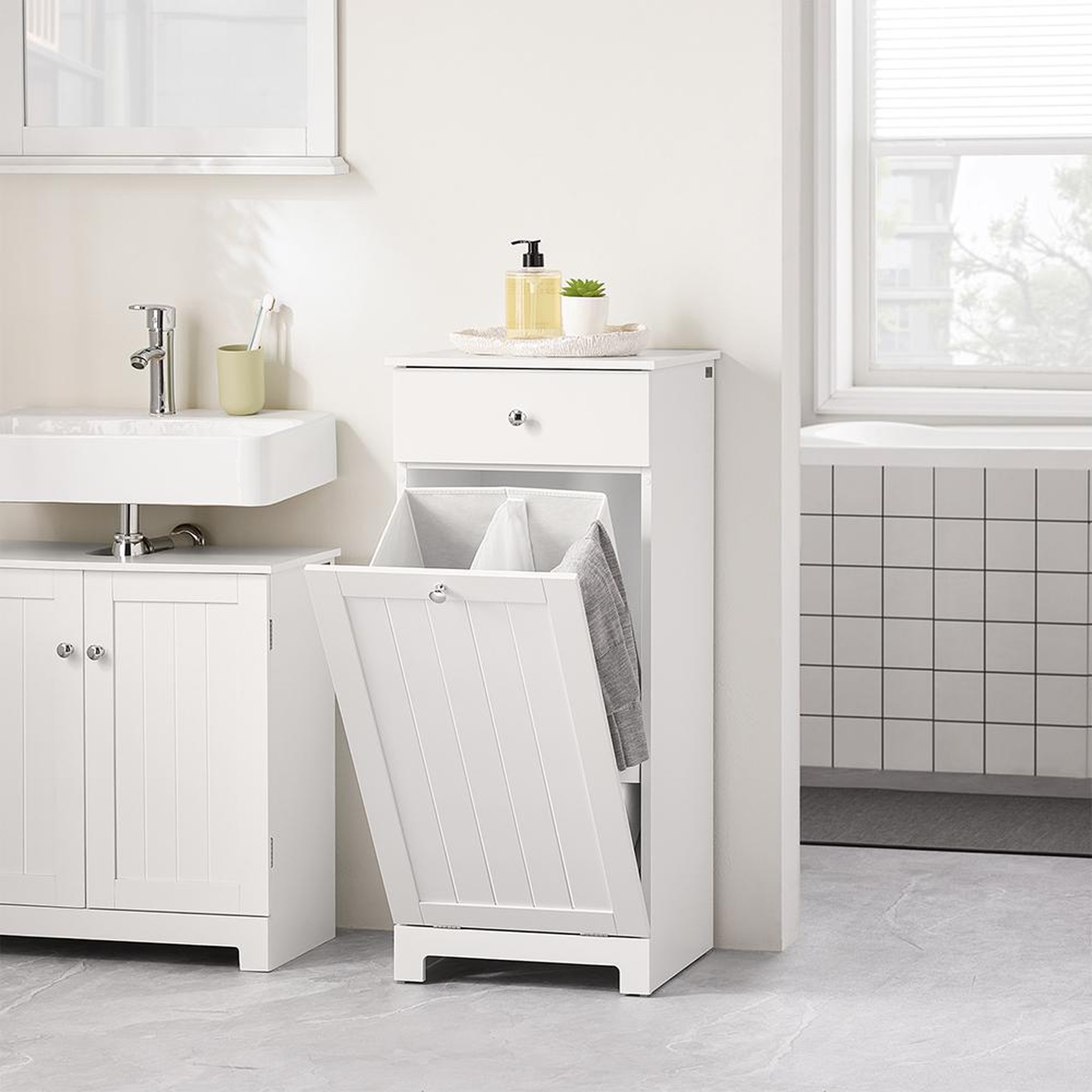 Voir la diapositive 6 : SOBUY SoBuy - Meuble de salle de bain bas avec un tiroir - Moderne - BZR21-II