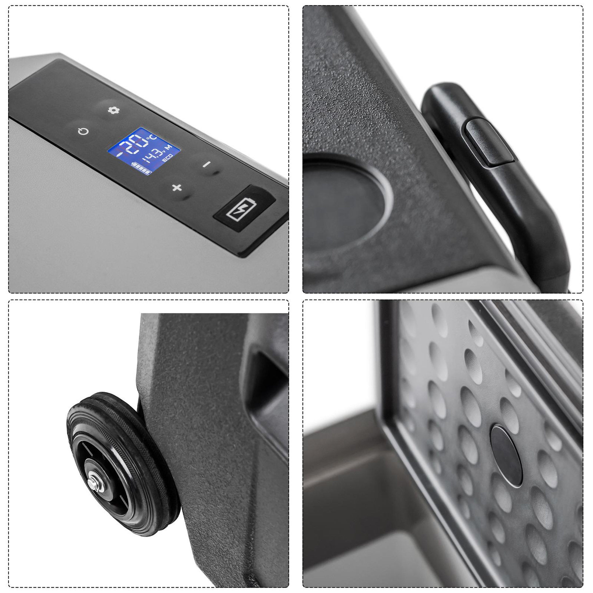 Voir la diapositive 5 : HOMCOM HOMCOM Glacière-congélateur portable à compression froid chaud 2 en 1 -20°C - 20°C 50 L prise alume-cigare + adaptateur inclus gris noir