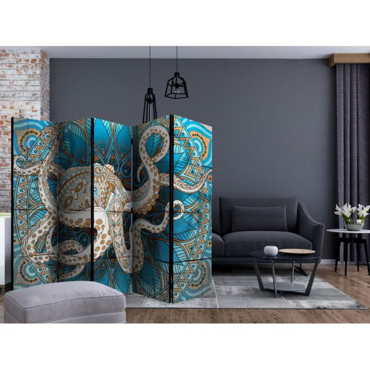 Paris Prix Paravent 5 Volets  Zen Octopus  172x225cm