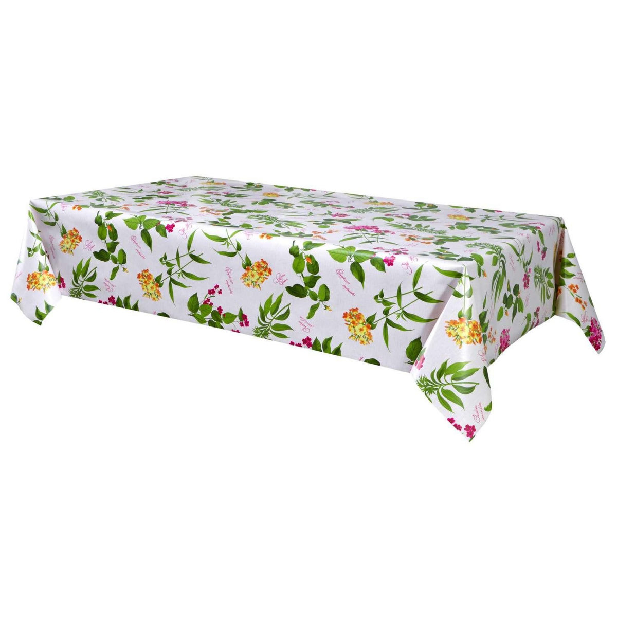 HABITABLE Nappe en toile cirée rectangulaire Botanique - 140 x 250 cm - Fuchsia