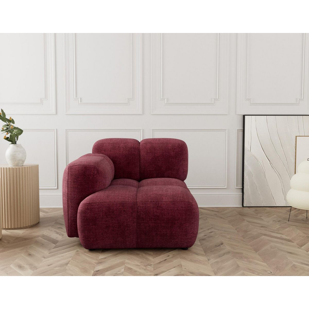 LISA DESIGN Grace - module d'assise gauche en velours texturé